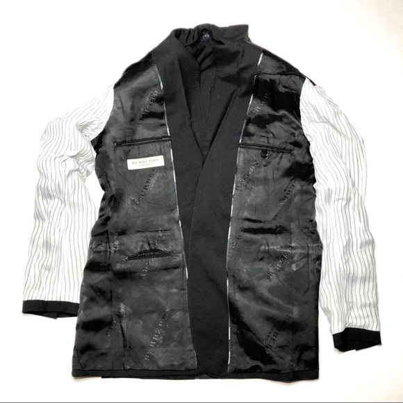 Burberry Black Double Vent Slim Fit Wool Blazer
